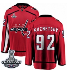 Men's Washington Capitals #92 Evgeny Kuznetsov Fanatics Branded Red Home Breakaway 2018 Stanley Cup Final Champions NHL Jersey