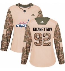 Women's Adidas Washington Capitals #92 Evgeny Kuznetsov Authentic Camo Veterans Day Practice NHL Jersey