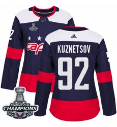 Women's Adidas Washington Capitals #92 Evgeny Kuznetsov Authentic Navy Blue 2018 Stadium Series 2018 Stanley Cup Final Champions NHL Jersey