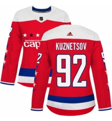 Women's Adidas Washington Capitals #92 Evgeny Kuznetsov Authentic Red Alternate NHL Jersey