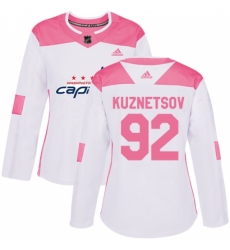 Women's Adidas Washington Capitals #92 Evgeny Kuznetsov Authentic White/Pink Fashion NHL Jersey