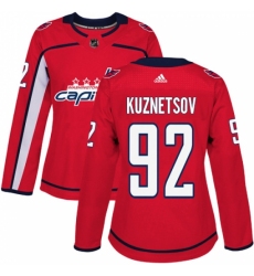 Women's Adidas Washington Capitals #92 Evgeny Kuznetsov Premier Red Home NHL Jersey