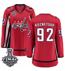 Women's Washington Capitals #92 Evgeny Kuznetsov Fanatics Branded Red Home Breakaway 2018 Stanley Cup Final NHL Jersey