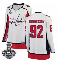 Women's Washington Capitals #92 Evgeny Kuznetsov Fanatics Branded White Away Breakaway 2018 Stanley Cup Final NHL Jersey