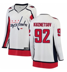 Women's Washington Capitals #92 Evgeny Kuznetsov Fanatics Branded White Away Breakaway NHL Jersey