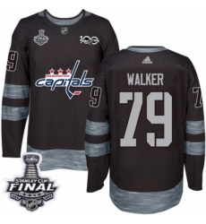 Men's Adidas Washington Capitals #79 Nathan Walker Authentic Black 1917-2017 100th Anniversary 2018 Stanley Cup Final NHL Jersey