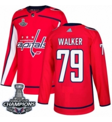 Men's Adidas Washington Capitals #79 Nathan Walker Authentic Red Home 2018 Stanley Cup Final Champions NHL Jersey