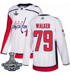 Men's Adidas Washington Capitals #79 Nathan Walker Authentic White Away 2018 Stanley Cup Final Champions NHL Jersey