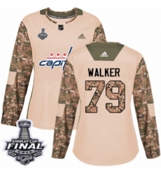 Women's Adidas Washington Capitals #79 Nathan Walker Authentic Camo Veterans Day Practice 2018 Stanley Cup Final NHL Jersey