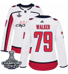 Women's Adidas Washington Capitals #79 Nathan Walker Authentic White Away 2018 Stanley Cup Final Champions NHL Jersey