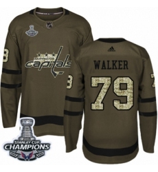 Youth Adidas Washington Capitals #79 Nathan Walker Authentic Green Salute to Service 2018 Stanley Cup Final Champions NHL Jersey