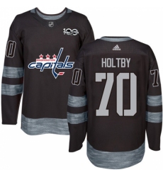 Men's Adidas Washington Capitals #70 Braden Holtby Authentic Black 1917-2017 100th Anniversary NHL Jersey