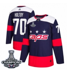 Men's Adidas Washington Capitals #70 Braden Holtby Authentic Navy Blue 2018 Stadium Series 2018 Stanley Cup Final Champions NHL Jersey