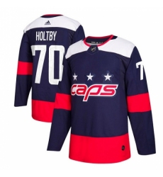 Men's Adidas Washington Capitals #70 Braden Holtby Authentic Navy Blue 2018 Stadium Series NHL Jersey