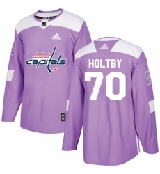 Men's Adidas Washington Capitals #70 Braden Holtby Authentic Purple Fights Cancer Practice NHL Jersey