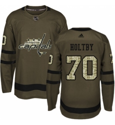 Men's Adidas Washington Capitals #70 Braden Holtby Premier Green Salute to Service NHL Jersey