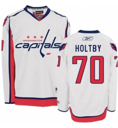 Men's Reebok Washington Capitals #70 Braden Holtby Authentic White Away NHL Jersey