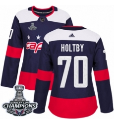 Women's Adidas Washington Capitals #70 Braden Holtby Authentic Navy Blue 2018 Stadium Series 2018 Stanley Cup Final Champions NHL Jersey