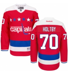 Women's Reebok Washington Capitals #70 Braden Holtby Authentic Red Third NHL Jersey