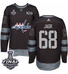 Men's Adidas Washington Capitals #68 Jaromir Jagr Authentic Black 1917-2017 100th Anniversary 2018 Stanley Cup Final NHL Jersey