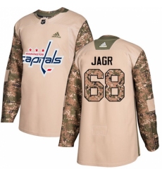 Men's Adidas Washington Capitals #68 Jaromir Jagr Authentic Camo Veterans Day Practice NHL Jersey