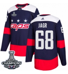 Men's Adidas Washington Capitals #68 Jaromir Jagr Authentic Navy Blue 2018 Stadium Series 2018 Stanley Cup Final Champions NHL Jersey