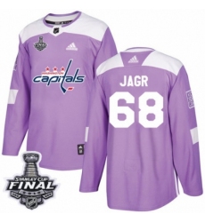 Men's Adidas Washington Capitals #68 Jaromir Jagr Authentic Purple Fights Cancer Practice 2018 Stanley Cup Final NHL Jersey