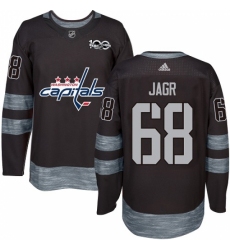 Men's Adidas Washington Capitals #68 Jaromir Jagr Premier Black 1917-2017 100th Anniversary NHL Jersey