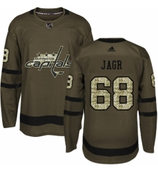 Men's Adidas Washington Capitals #68 Jaromir Jagr Premier Green Salute to Service NHL Jersey