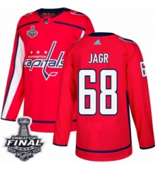 Men's Adidas Washington Capitals #68 Jaromir Jagr Premier Red Home 2018 Stanley Cup Final NHL Jersey