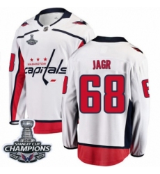 Men's Washington Capitals #68 Jaromir Jagr Fanatics Branded White Away Breakaway 2018 Stanley Cup Final Champions NHL Jersey