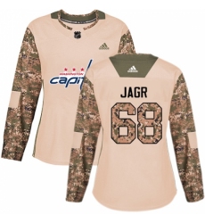 Women's Adidas Washington Capitals #68 Jaromir Jagr Authentic Camo Veterans Day Practice NHL Jersey