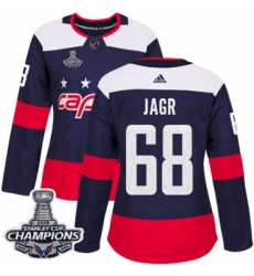 Women's Adidas Washington Capitals #68 Jaromir Jagr Authentic Navy Blue 2018 Stadium Series 2018 Stanley Cup Final Champions NHL Jersey