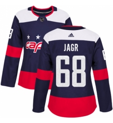 Women's Adidas Washington Capitals #68 Jaromir Jagr Authentic Navy Blue 2018 Stadium Series NHL Jersey