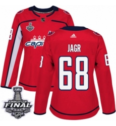 Women's Adidas Washington Capitals #68 Jaromir Jagr Authentic Red Home 2018 Stanley Cup Final NHL Jersey