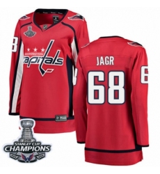 Women's Washington Capitals #68 Jaromir Jagr Fanatics Branded Red Home Breakaway 2018 Stanley Cup Final Champions NHL Jersey