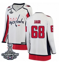 Women's Washington Capitals #68 Jaromir Jagr Fanatics Branded White Away Breakaway 2018 Stanley Cup Final Champions NHL Jersey