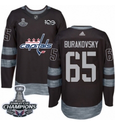 Men's Adidas Washington Capitals #65 Andre Burakovsky Authentic Black 1917-2017 100th Anniversary 2018 Stanley Cup Final Champions NHL Jersey