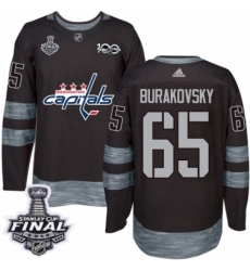 Men's Adidas Washington Capitals #65 Andre Burakovsky Authentic Black 1917-2017 100th Anniversary 2018 Stanley Cup Final NHL Jersey