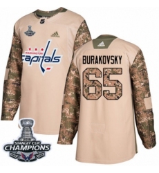 Men's Adidas Washington Capitals #65 Andre Burakovsky Authentic Camo Veterans Day Practice 2018 Stanley Cup Final Champions NHL Jersey