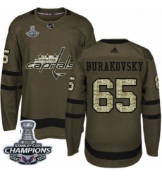 Men's Adidas Washington Capitals #65 Andre Burakovsky Authentic Green Salute to Service 2018 Stanley Cup Final Champions NHL Jersey