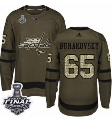 Men's Adidas Washington Capitals #65 Andre Burakovsky Authentic Green Salute to Service 2018 Stanley Cup Final NHL Jersey