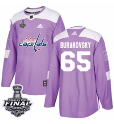 Men's Adidas Washington Capitals #65 Andre Burakovsky Authentic Purple Fights Cancer Practice 2018 Stanley Cup Final NHL Jersey