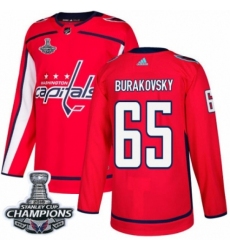 Men's Adidas Washington Capitals #65 Andre Burakovsky Authentic Red Home 2018 Stanley Cup Final Champions NHL Jersey