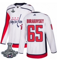 Men's Adidas Washington Capitals #65 Andre Burakovsky Authentic White Away 2018 Stanley Cup Final Champions NHL Jersey