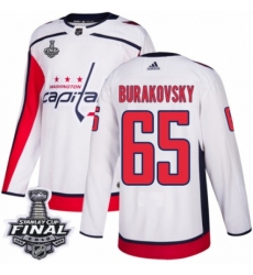 Men's Adidas Washington Capitals #65 Andre Burakovsky Authentic White Away 2018 Stanley Cup Final NHL Jersey