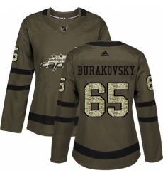 Women's Adidas Washington Capitals #65 Andre Burakovsky Authentic Green Salute to Service NHL Jersey