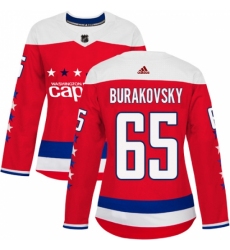 Women's Adidas Washington Capitals #65 Andre Burakovsky Authentic Red Alternate NHL Jersey