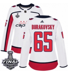 Women's Adidas Washington Capitals #65 Andre Burakovsky Authentic White Away 2018 Stanley Cup Final NHL Jersey