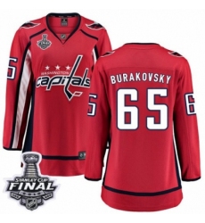 Women's Washington Capitals #65 Andre Burakovsky Fanatics Branded Red Home Breakaway 2018 Stanley Cup Final NHL Jersey